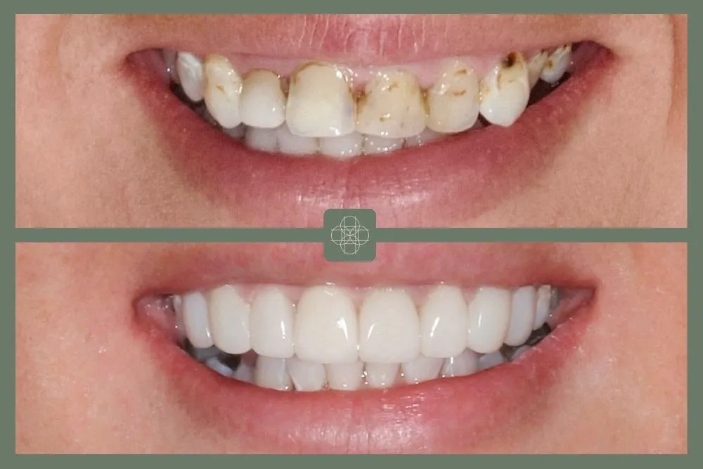 Before and after veneers treatment at Hacton Dental Care in Hornchurch